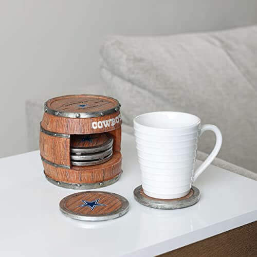 NFL Barrel Coaster Set | Dallas Cowboys - Gifts for guy friends made simple. Find unique gift Ideas for guys friends. Gifts for guys in their 20s.