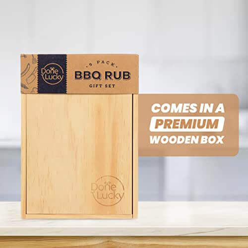 BBQ Rub Set - Premium Wooden Box - Gifts for guy friends made simple. Find unique gift Ideas for guys friends. Gifts for guys in their 20s.