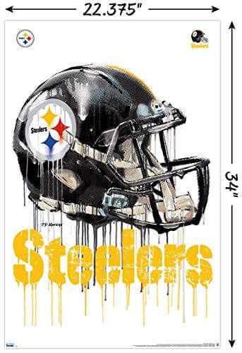 NFL Pittsburgh Steelers - Drip Helmet Wall Poster - Gifts for guy friends made simple. Find unique gift Ideas for guys friends. Gifts for guys in their 20s.