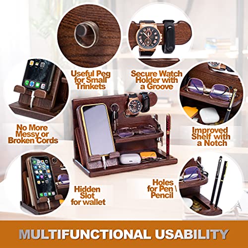 Wood Phone Docking Station - Gifts for guy friends made simple. Find unique gift Ideas for guys friends. Gifts for guys in their 20s.