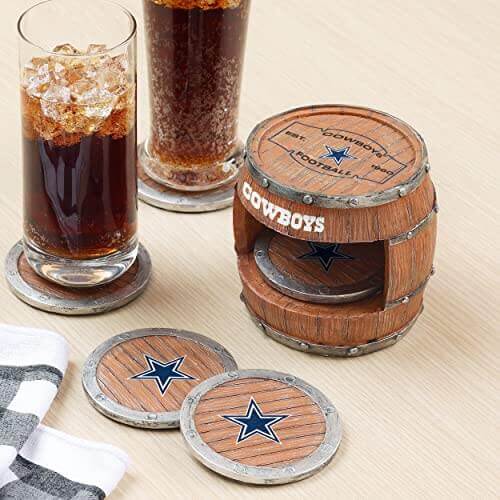 NFL Barrel Coaster Set | Dallas Cowboys - Gifts for guy friends made simple. Find unique gift Ideas for guys friends. Gifts for guys in their 20s.