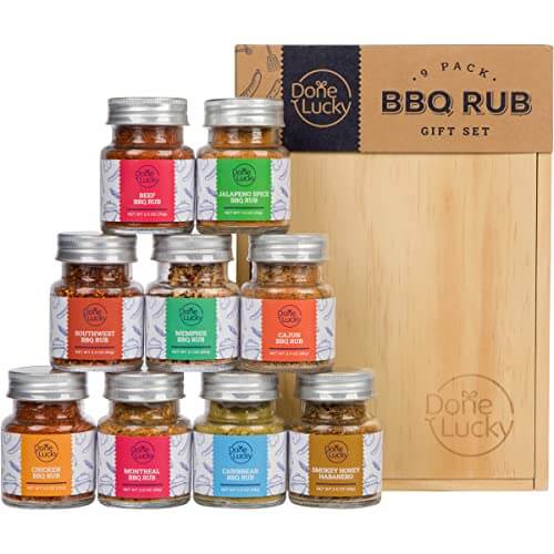 BBQ Rub Set - Premium Wooden Box - Gifts for guy friends made simple. Find unique gift Ideas for guys friends. Gifts for guys in their 20s.