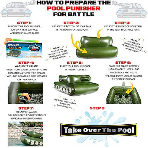 Pool Punisher Inflatable Pool Float -w/Functional Pump-Action Water Cannon - Gifts for guy friends made simple. Find unique gift Ideas for guys friends. Gifts for guys in their 20s.