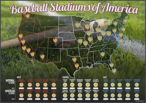 Baseball Stadiums of America Scratch Off Map - Gifts for guy friends made simple. Find unique gift Ideas for guys friends. Gifts for guys in their 20s.