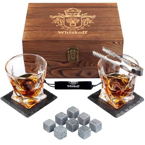 WHISKOFF Whiskey Glasses + Stones - Gifts for guy friends made simple. Find unique gift Ideas for guys friends. Gifts for guys in their 20s.