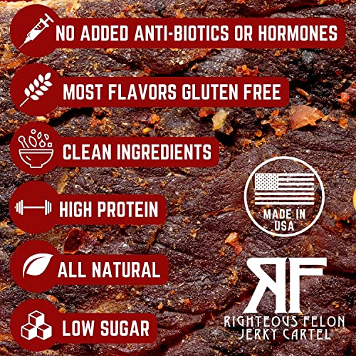 Righteous Felon Beef Jerky Variety Pack & Gift basket For Men - Gifts for guy friends made simple. Find unique gift Ideas for guys friends. Gifts for guys in their 20s.