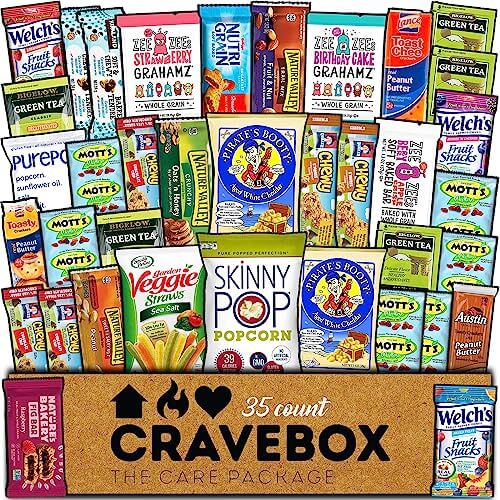CRAVEBOX (Healthy) Snack Gift Box & Care Package - 35 Count - Gifts for guy friends made simple. Find unique gift Ideas for guys friends. Gifts for guys in their 20s.